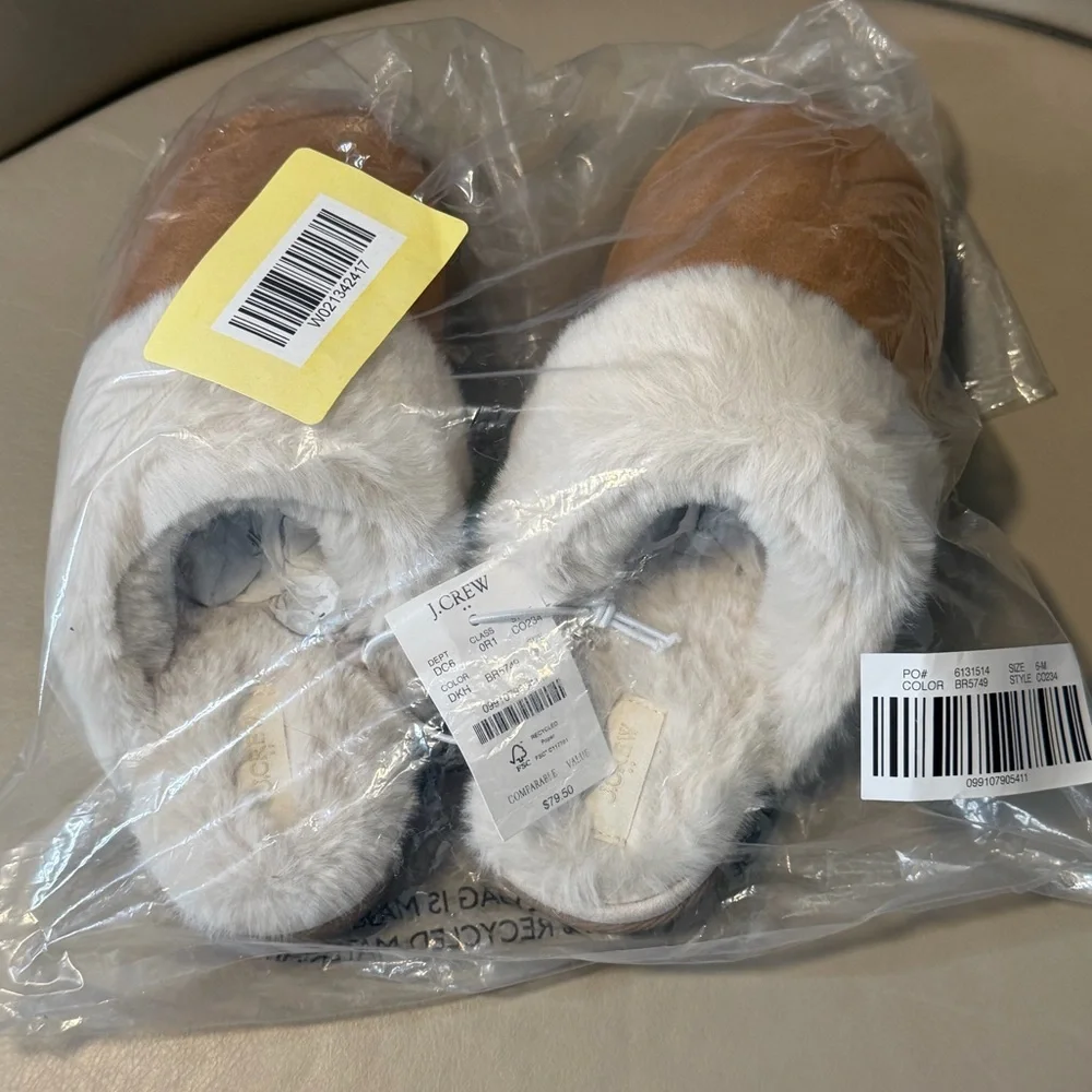 New with Tags! J. Crew Sueded Scuff Slippers in Desert Khaki. Size 6.